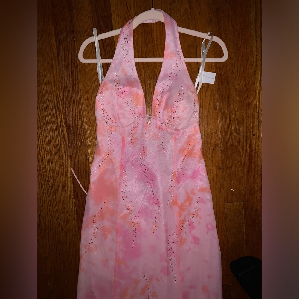 Thrifted Prom dress Y2K. Baby Pink sparkle details